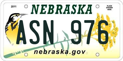 NE license plate ASN976