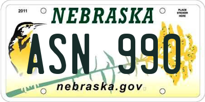 NE license plate ASN990