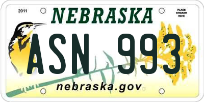 NE license plate ASN993