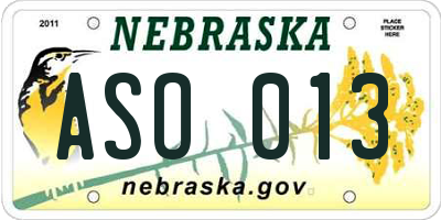 NE license plate ASO013