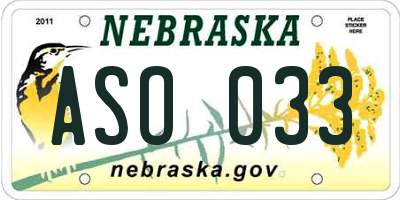 NE license plate ASO033