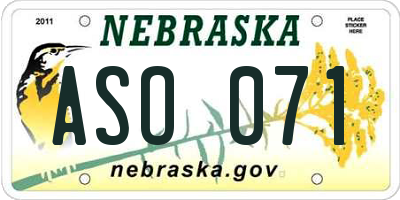 NE license plate ASO071