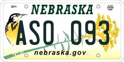 NE license plate ASO093