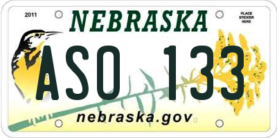 NE license plate ASO133