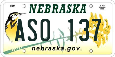 NE license plate ASO137