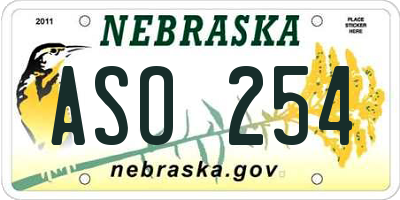 NE license plate ASO254