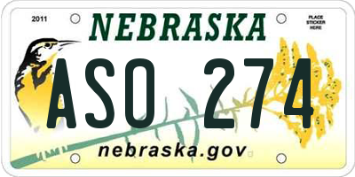 NE license plate ASO274