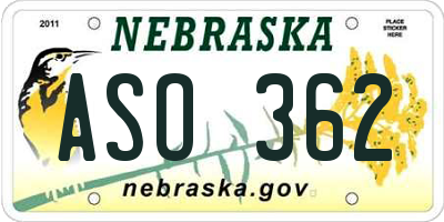 NE license plate ASO362