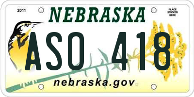 NE license plate ASO418