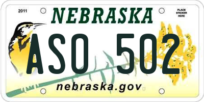 NE license plate ASO502