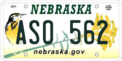 NE license plate ASO562