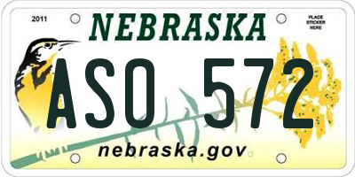 NE license plate ASO572