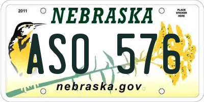 NE license plate ASO576