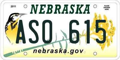 NE license plate ASO615