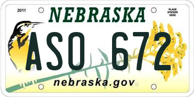 NE license plate ASO672