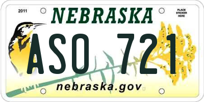 NE license plate ASO721