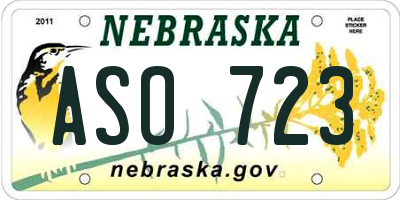 NE license plate ASO723