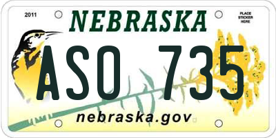 NE license plate ASO735