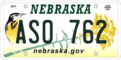 NE license plate ASO762
