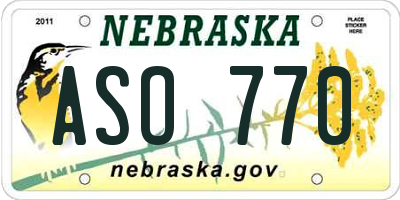 NE license plate ASO770