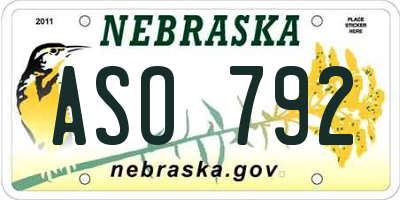 NE license plate ASO792