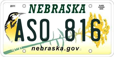 NE license plate ASO816