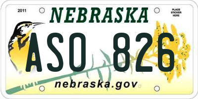 NE license plate ASO826
