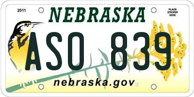 NE license plate ASO839