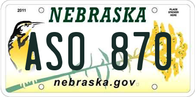 NE license plate ASO870