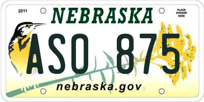 NE license plate ASO875