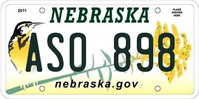 NE license plate ASO898
