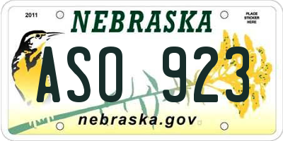 NE license plate ASO923