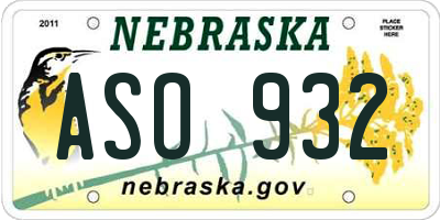 NE license plate ASO932