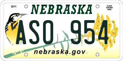 NE license plate ASO954