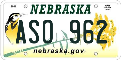 NE license plate ASO962