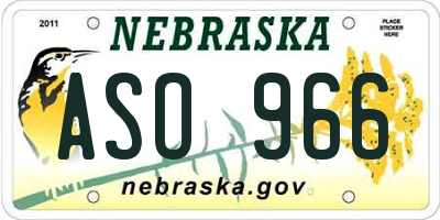 NE license plate ASO966