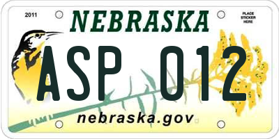 NE license plate ASP012