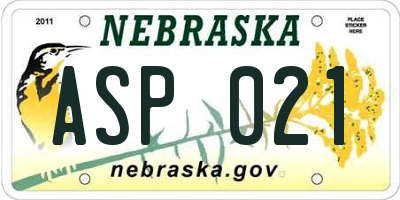 NE license plate ASP021