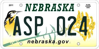 NE license plate ASP024