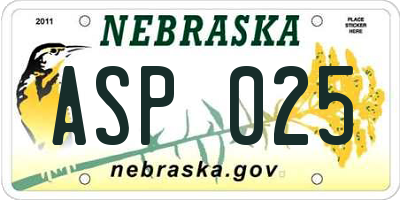 NE license plate ASP025