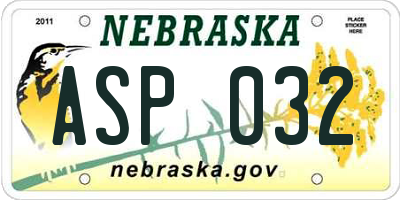 NE license plate ASP032
