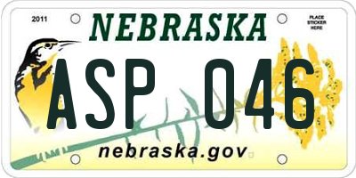 NE license plate ASP046