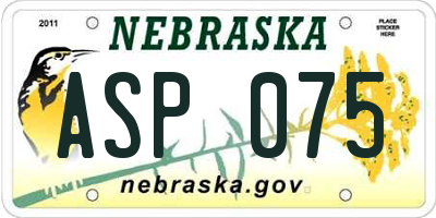 NE license plate ASP075