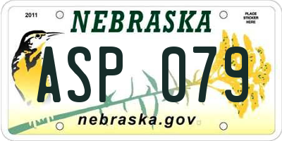 NE license plate ASP079