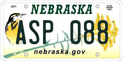 NE license plate ASP088