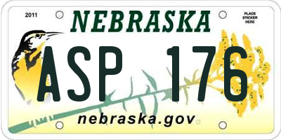 NE license plate ASP176