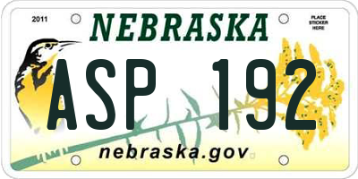 NE license plate ASP192