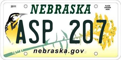 NE license plate ASP207