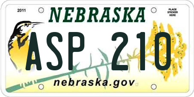 NE license plate ASP210