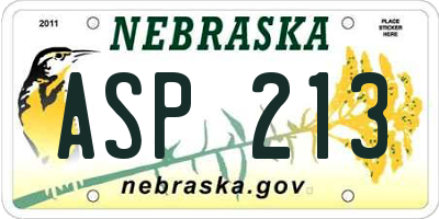 NE license plate ASP213